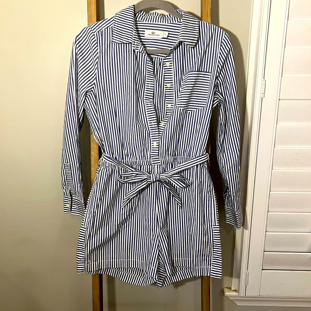 Vineyard Vines Blue & White Striped Classic Romper